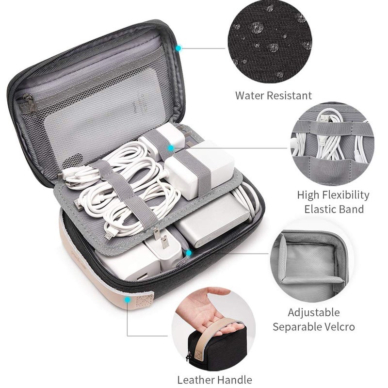 pack all Electronic Organizer, Cable Organizer Bag, Cord Travel Organizer for Cables, Chargers, Phones, USB cords, SD Cards (Black) - Image 3